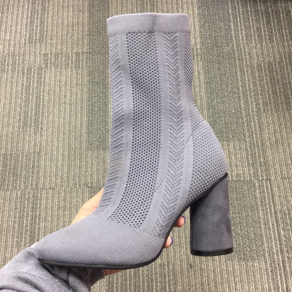 Shoes - Grey knit heeled Bootie